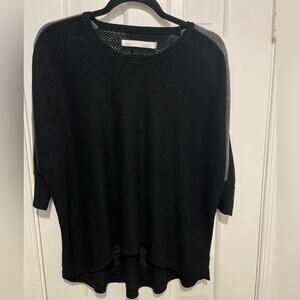 Blanc Noir Top Light Sweater Black Gray Oversized Mesh Sz XS